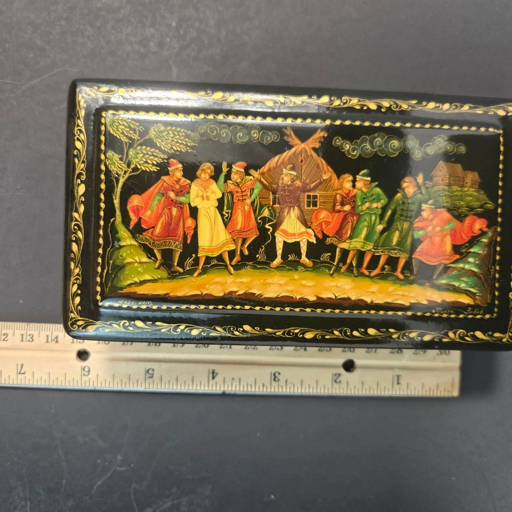 Vintage Russian Lacquer Box Lot of 4 Signed Palekh Zubov & Kholuy Art Collection